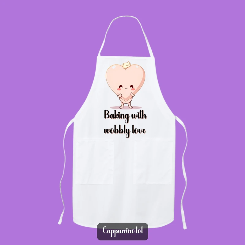Funny Cappuccino Heart Apron: Cook with Love, A Wobbly Coffee Character Gift