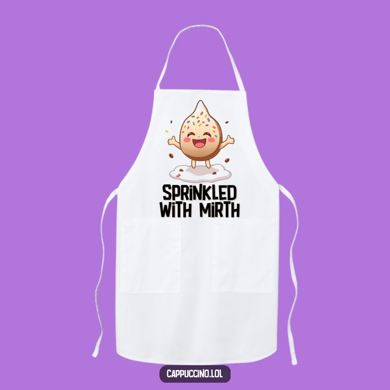 Funny Sprinkle Laugh Apron: Bouncing Chef Character Kitchenwear, Great Funny Gift!