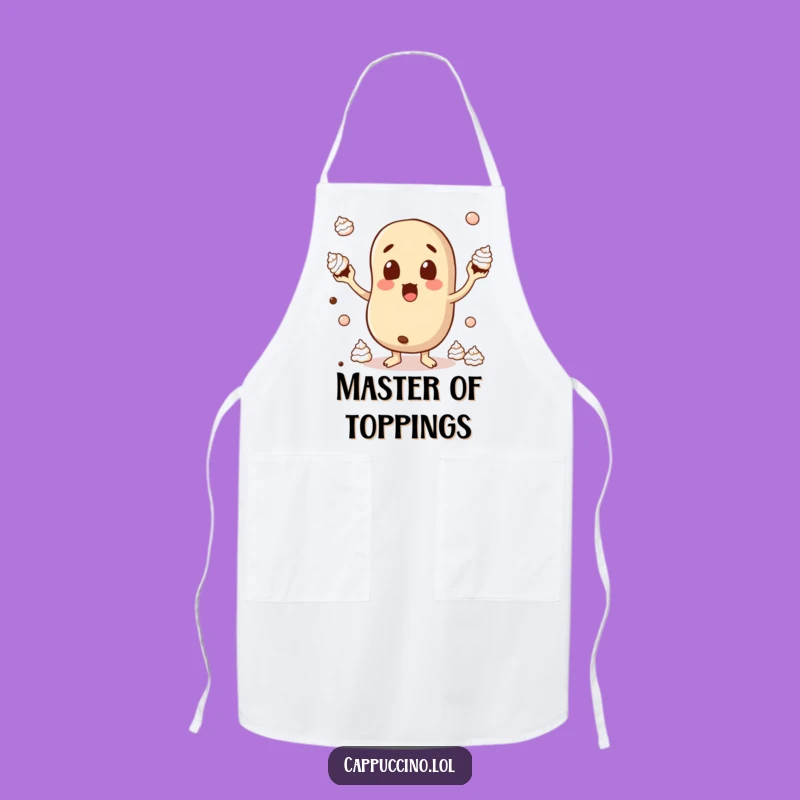 Funny Surprised Bean Apron: Juggling Cream Coffee Character - Kitchen Gift