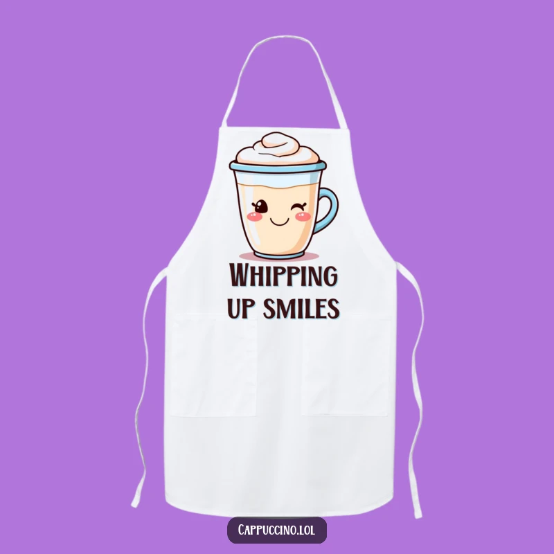 Funny Cappuccino Apron: Smiling Coffee Cup for Kitchen Fun, Great Funny Gift