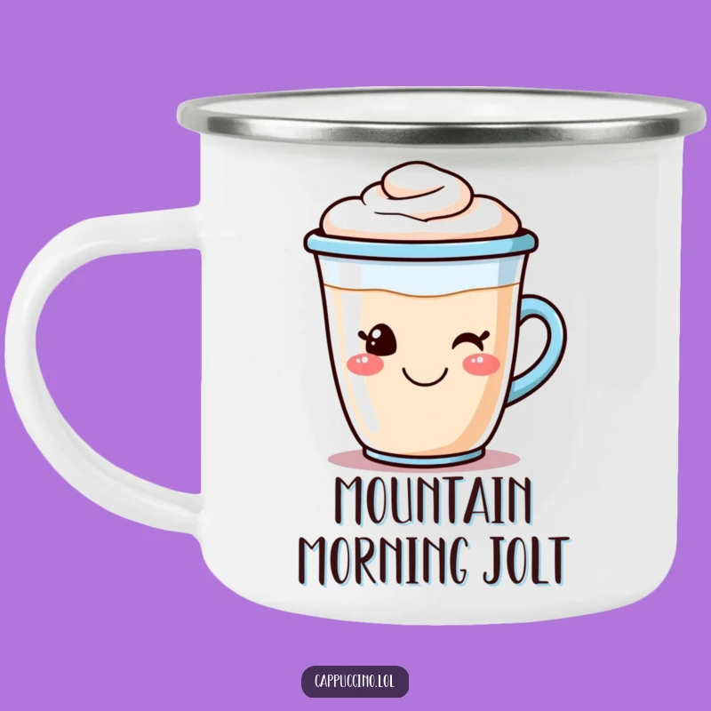 Funny Cappuccino Camping Mug: Durable & Smiling Coffee Mug, Perfect Funny Gift
