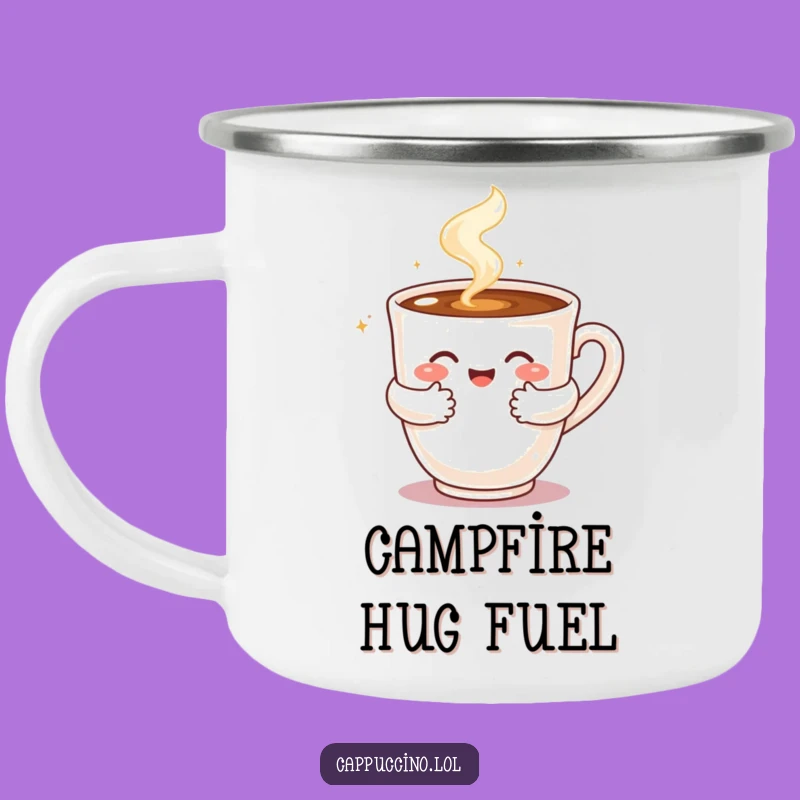 Funny Cappuccino Hug Camping Mug: Warmth for Adventures, A Steaming Coffee Gift
