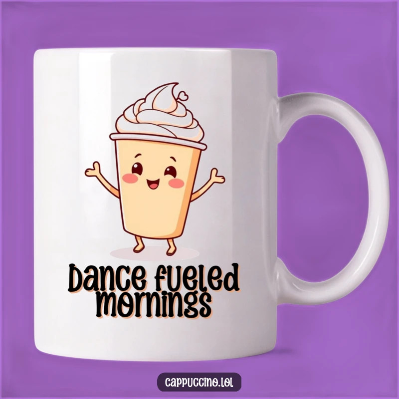 Funny Happy Dance Cappuccino Cup Mug: Cheerful Coffee Character - Gift