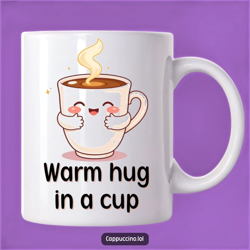 Funny Cappuccino Hug Mug: Warm Comfort from a Steaming Coffee Character Gift