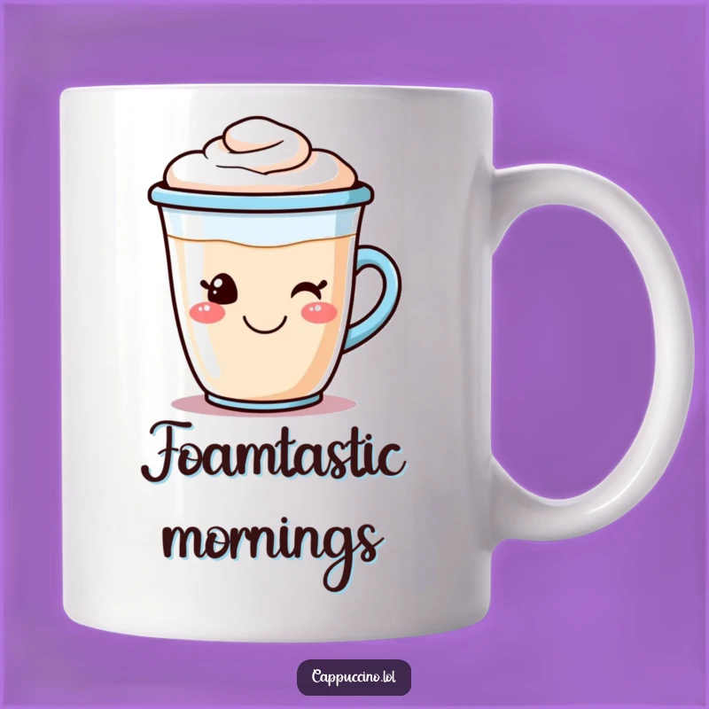 Funny Cappuccino Mug: Smiling Coffee Cup Character, Perfect Morning Funny Gift