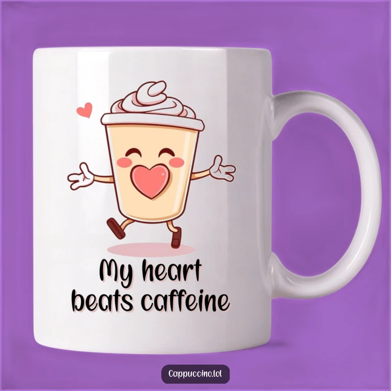 Funny Cappuccino Jumping Jacks Mug: Cheerful Coffee Cup Character Foam Heart Gift