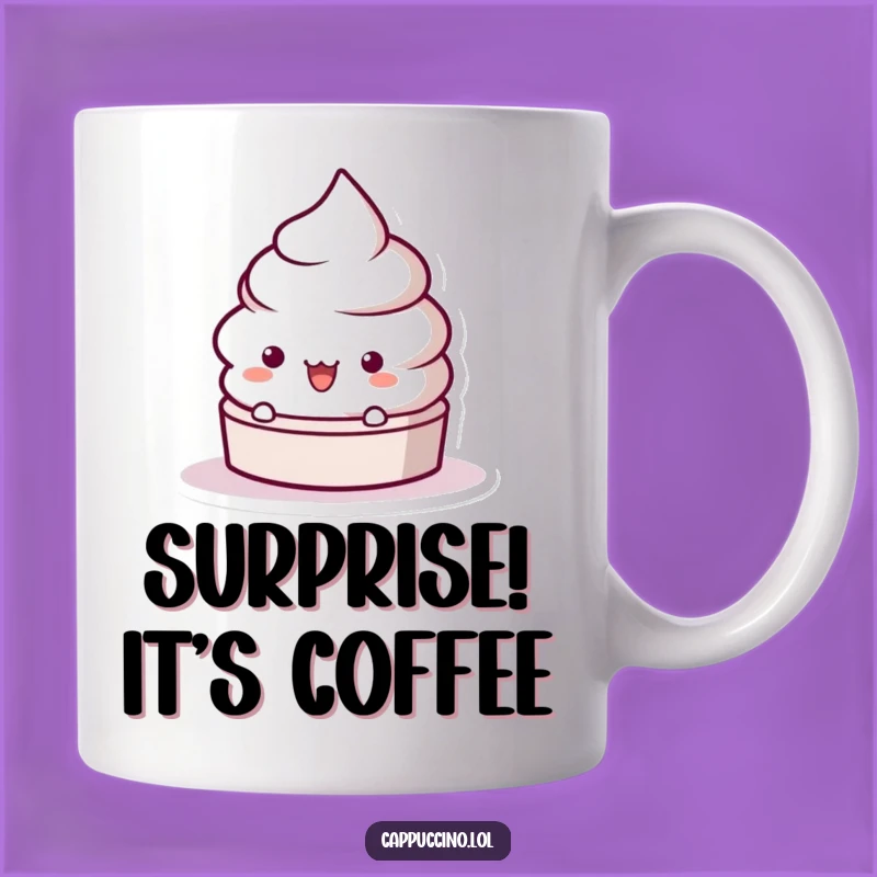 Funny Frothy Lid Surprise Mug: Playful Character's Reaction, Perfect Funny Gift for Coffee Lovers!