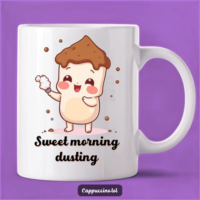 Funny Cheerful Cocoa Mug: Playful Dusting Action, Perfect Funny Gift for Chocolate Lovers!