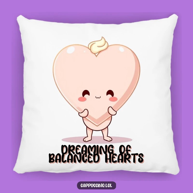 Funny Cappuccino Heart Pillow: Cozy Love with a Wobbly Coffee Character Gift