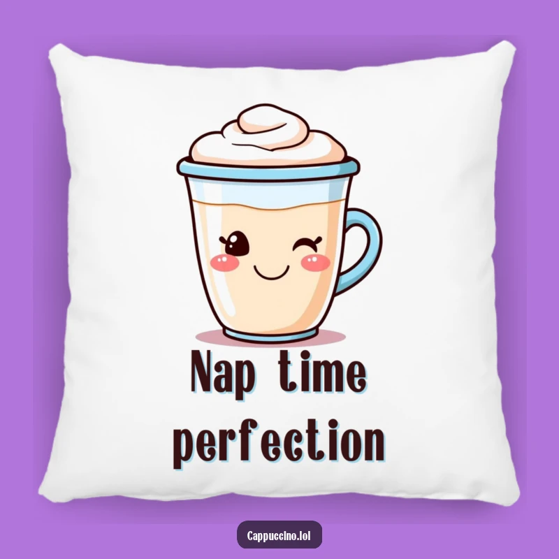 Funny Cappuccino Pillow: Smiling Coffee Cup Cushion, Cozy Funny Gift