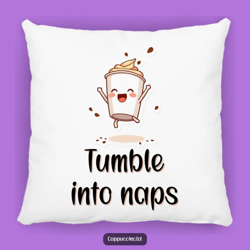 Funny Somersault Pillow: Soft Cappuccino Cup Character Coffee Powder Cushion