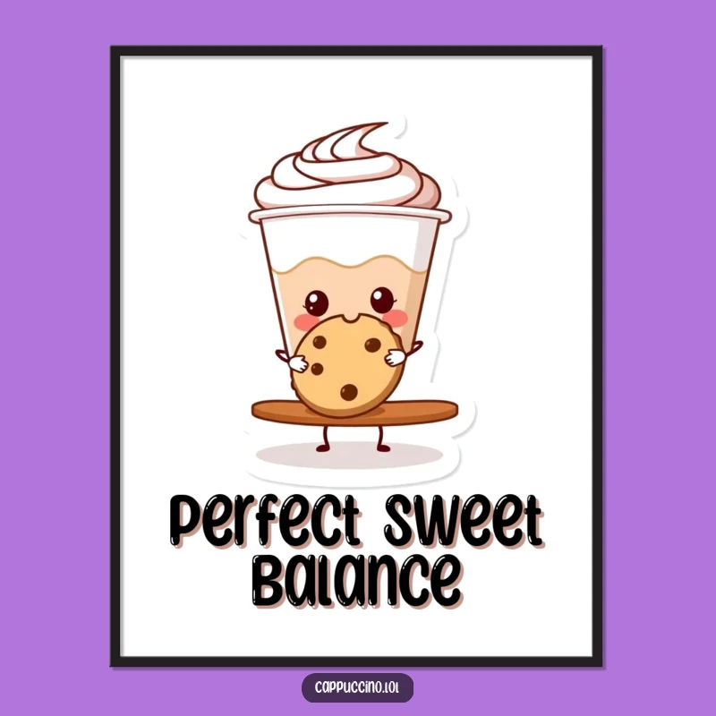 Funny Cappuccino Cookie Balance Digital Art - Instant Joyful Decor!