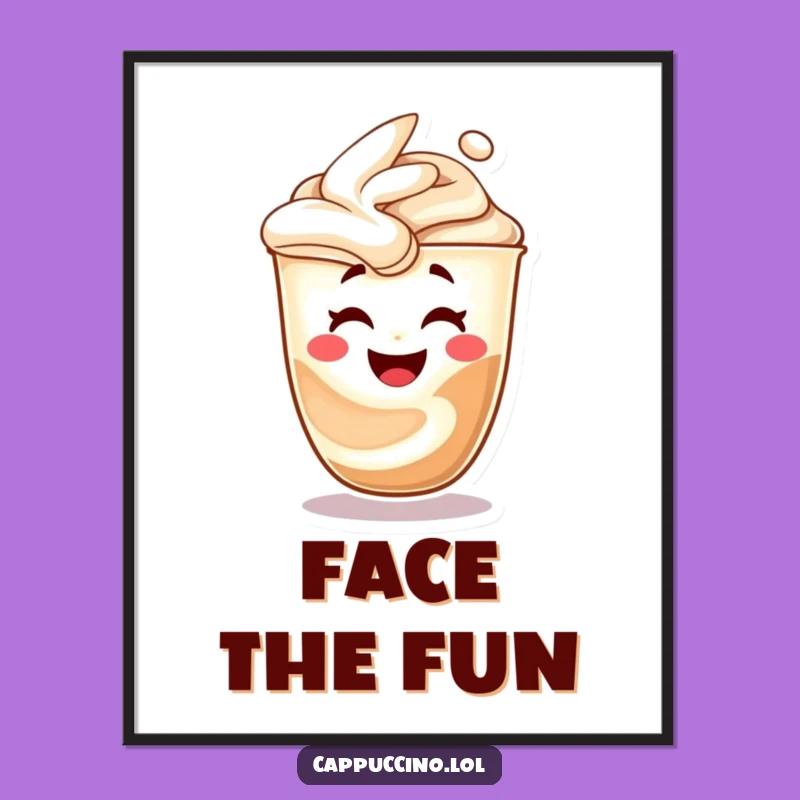 Funny Cappuccino Swirl Laughing Face Digital Art Print Decor Gift
