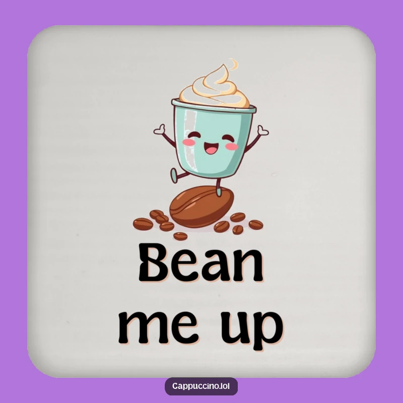 Funny Cappuccino Cup Coffee Bean Coaster Set - Protect Surfaces with Humor Gift