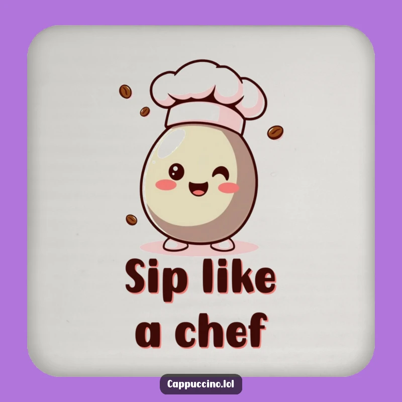 Funny Chef Coffee Bean Coaster - Protect Surfaces with Gourmet Humor!