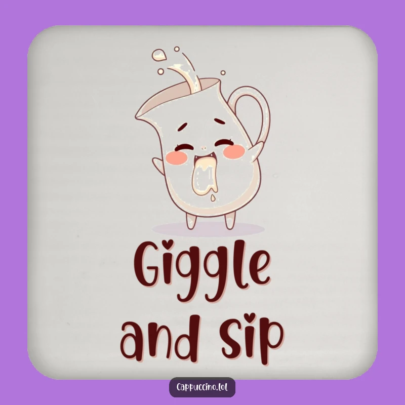 Funny Milk Pitcher Giggles Coaster: Mischievous Art, Coffee Table Gift