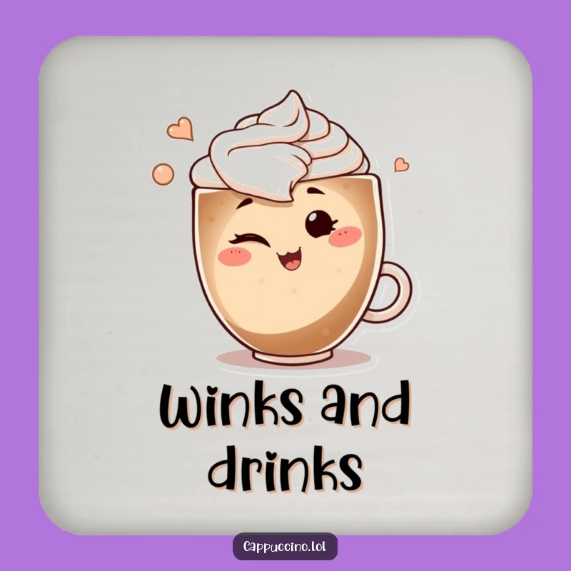 Funny Winking Cappuccino Coaster: Protect Surfaces with Playful Art Swirl Gift