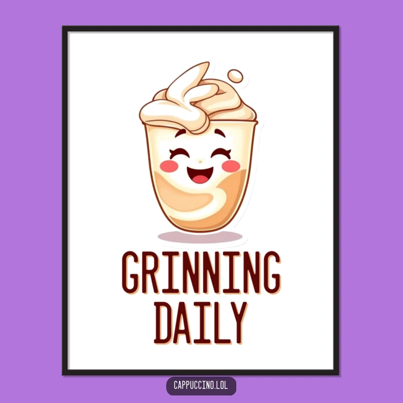 Funny Cappuccino Art Poster: Laughing Face Swirl Character Decor Gift