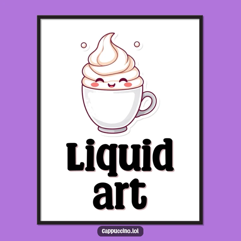 Funny Milk Froth Swirl Poster: Vibrant Cheerful Character Art, Ultimate Funny Gift!