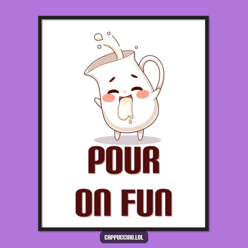 Funny Milk Pitcher Giggles Poster: Mischievous Character Art, Decor Gift