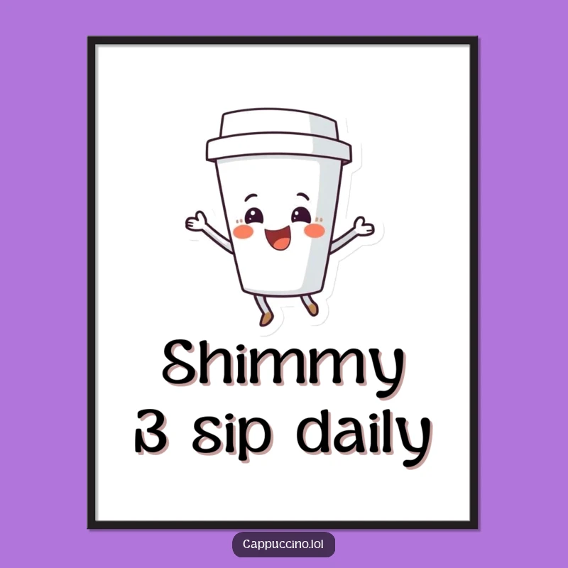 Funny Coffee Cup Shimmy Poster: Delightful Wall Art, Bringing Joy and Energy, Perfect Funny Gift!