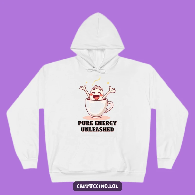 Funny Espresso Leap Hoodie: Joyful Coffee Shot Character Comfort & Humor