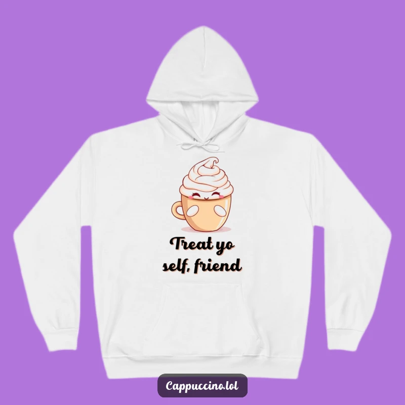 Funny Winking Cappuccino Treat Hoodie - Cozy Comfort & Playful Vibes!