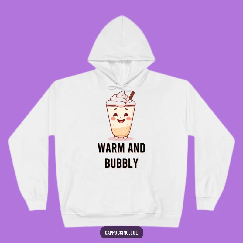 Funny Hoodie: Cheerful Cappuccino Foam Character with a Smile
