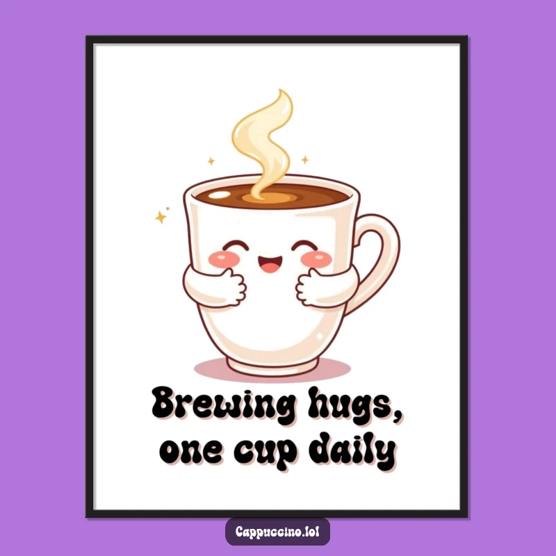 Free Printable Wall Art: Hugging Cappuccino Coffee Lover's Cozy Decor