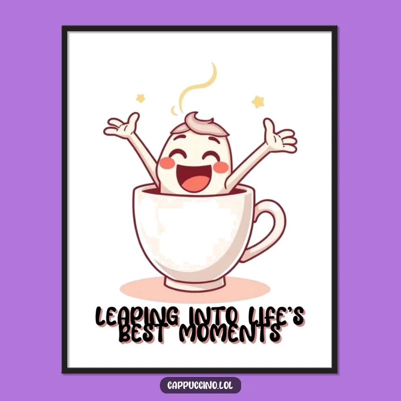 Free Printable Wall Art: Energetic Espresso Shot Leap, Humorous Coffee Decor Download