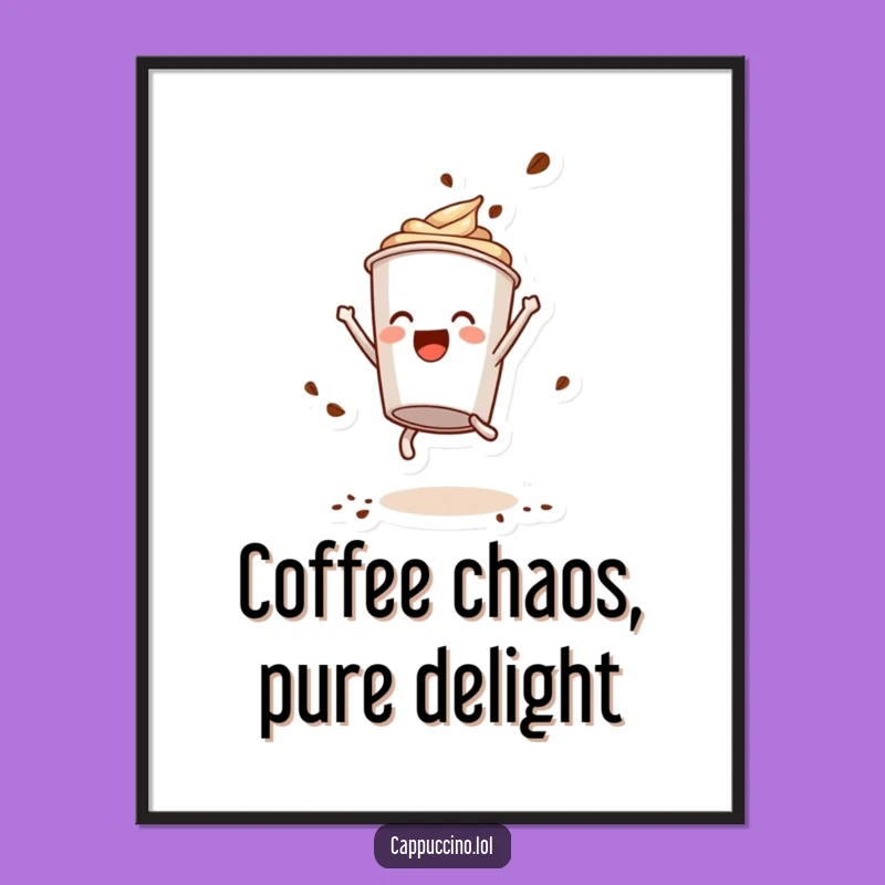 Funny Free Printable Wall Art: Somersaulting Cappuccino, Coffee Powder Explosion, Quirky Decor!