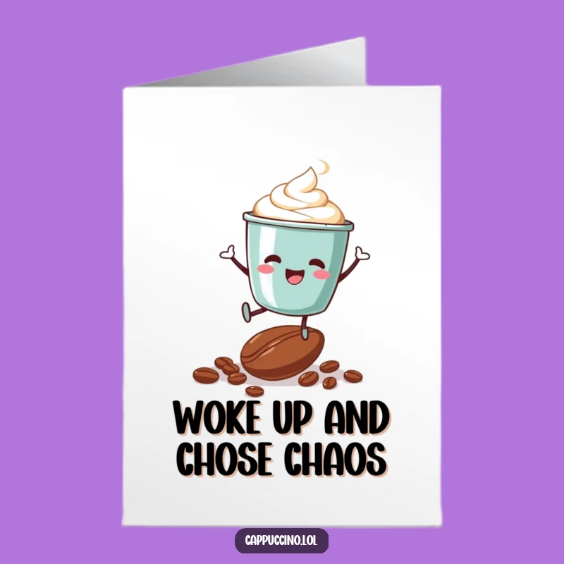 Free Printable Birthday Card: Jumping Cappuccino Cup - Funny Downloadable Greeting for Coffee Lovers!