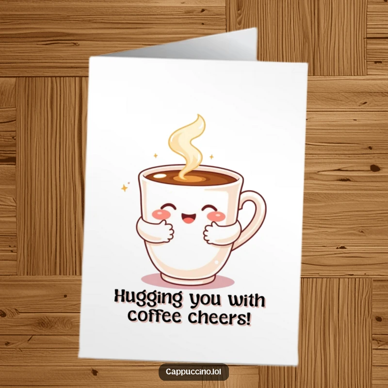 Funny Free Printable Congratulations Card: A steaming cappuccino cup giving a warm, bubbly hug to celebrate.