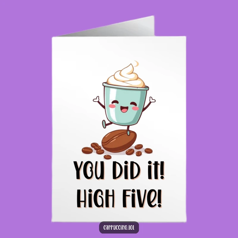 Free Printable Congrats Card: Cappuccino Cup Jumps - Downloadable for Coffee Fans!