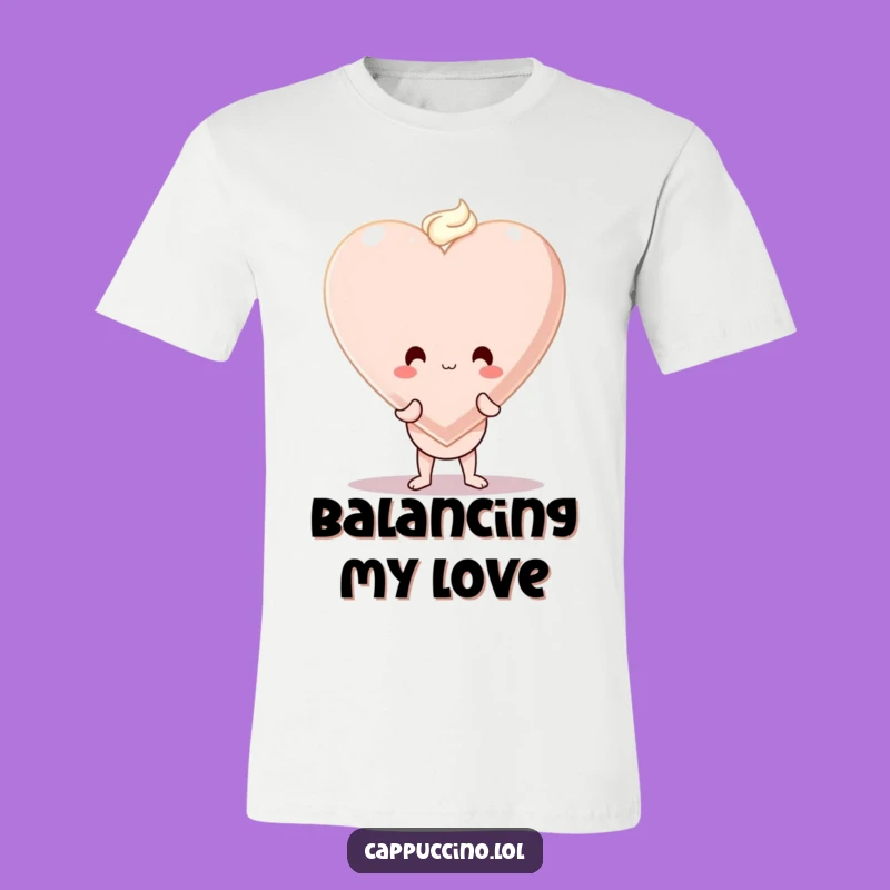 Funny Cappuccino Heart T-Shirt: Wear Your Love with a Wobbly Coffee Character Gift