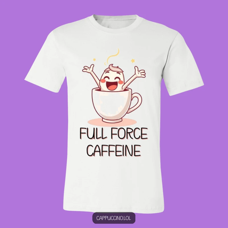 Funny Espresso Leap T-Shirt: Joyful Coffee Shot Character Tee - Humorous Gift