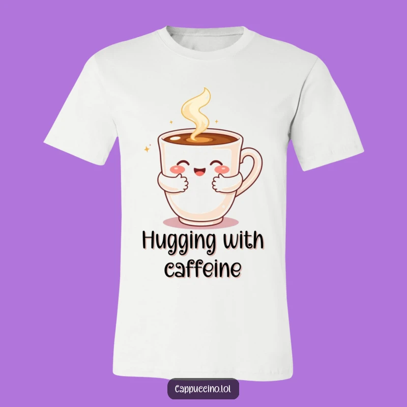 Funny Cappuccino Hug T-Shirt: Wearable Warmth from a Steaming Coffee Character Gift
