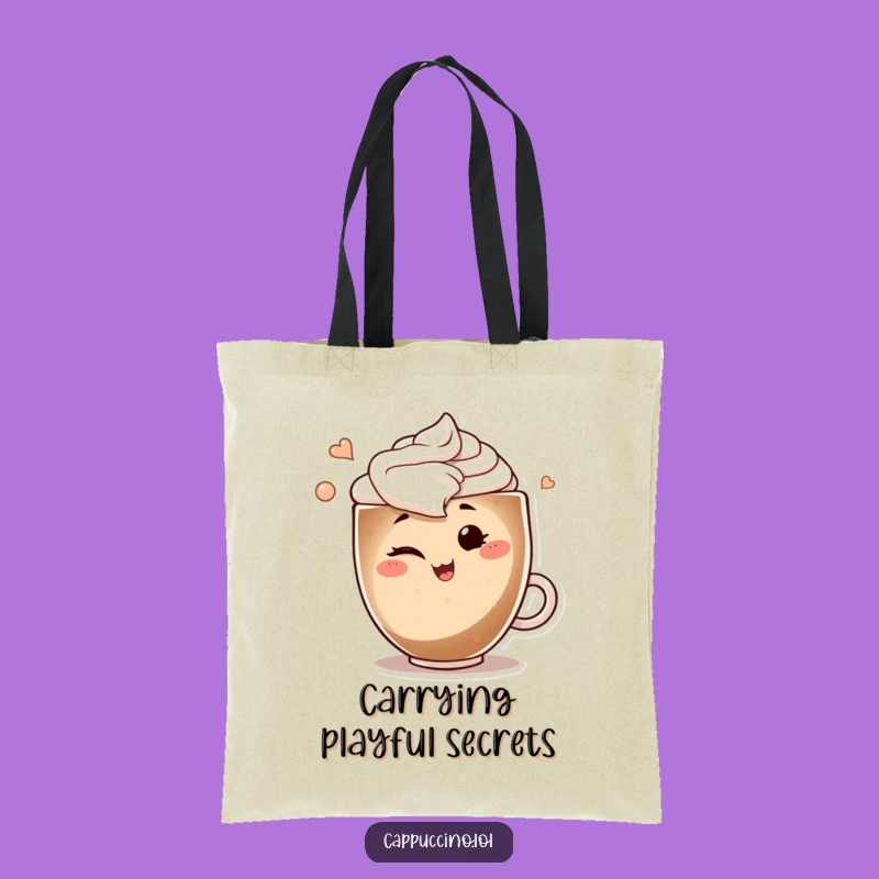 Funny Winking Cappuccino Tote: Carry Playful Style with an Art Swirl Gift