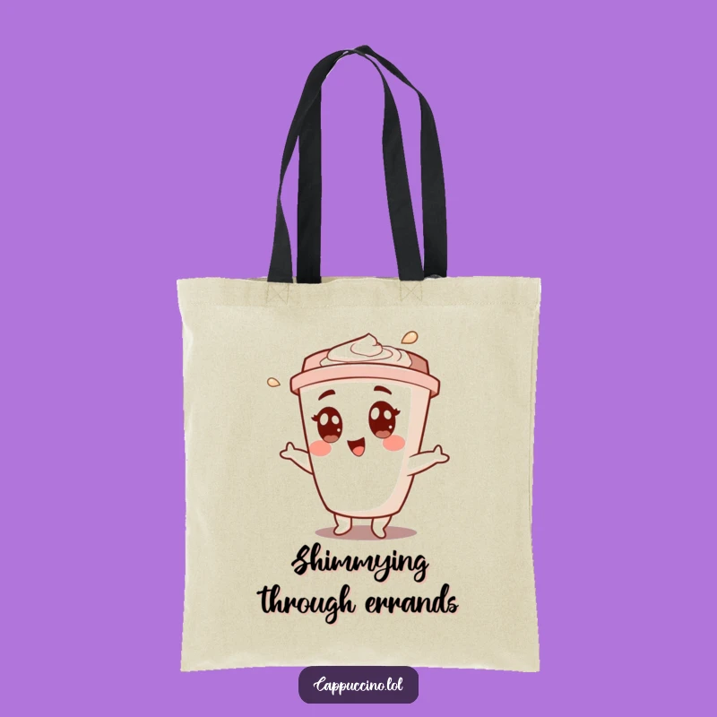 Funny Cappuccino Cup Shimmy Tote Bag - Carry Your Groove Gift